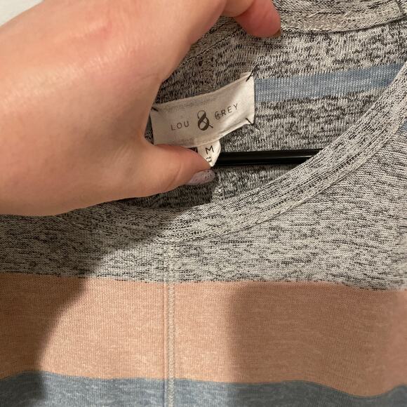 Lou & Grey striped sweater grey pink blue medium - Picture 3 of 6